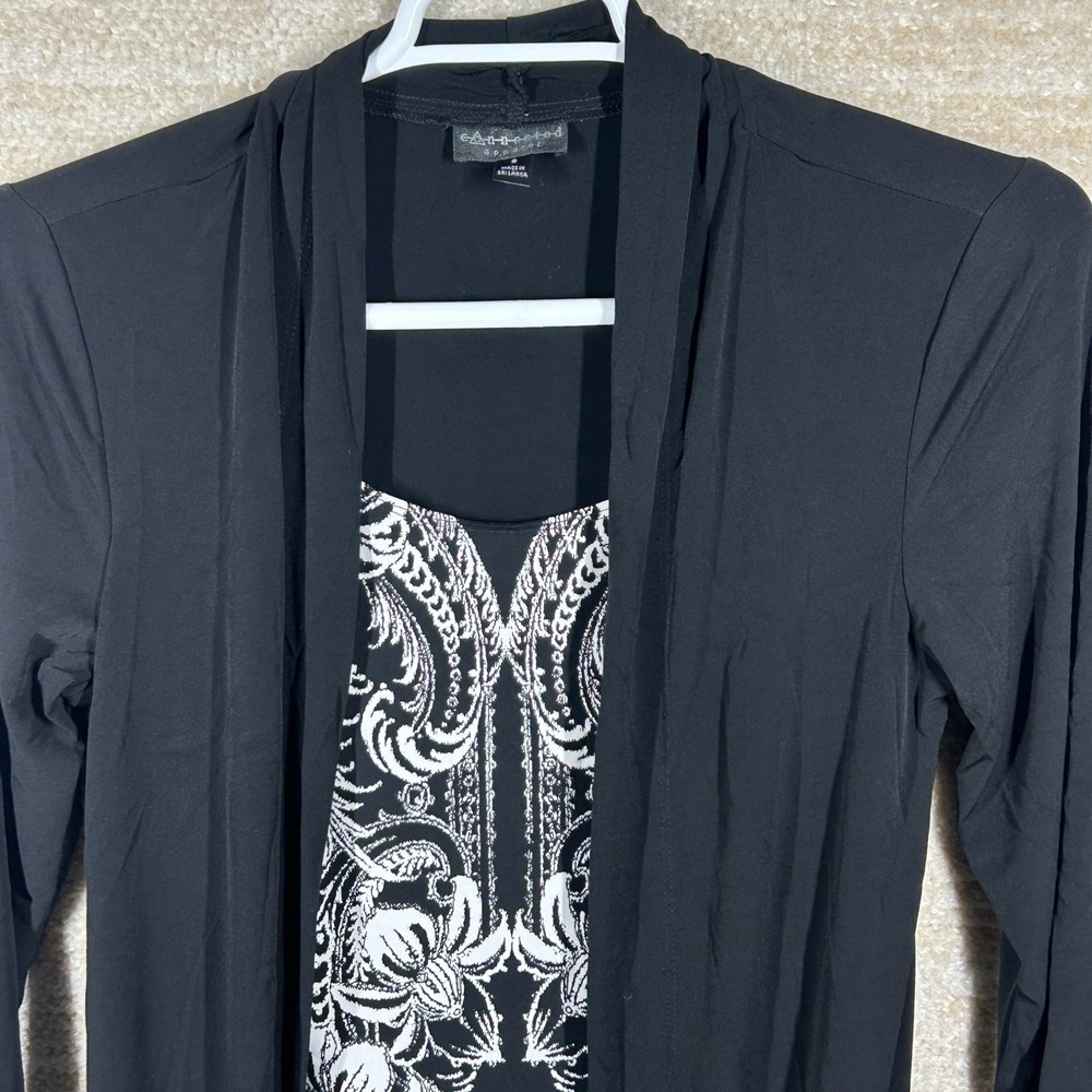 Connected Apparel Womens Classic Paisley Mock Layered Tunic Top Black Size 8